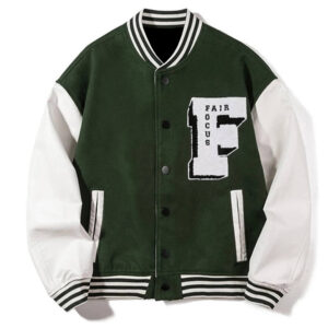 3D Letter F Embroidery College Varsity Jacket