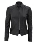 Black Amy Fitted Leather Jacket