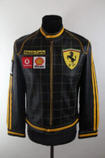Black And Yellow Ferrari Motorcycle Leather Jacket
