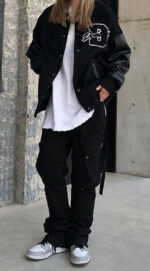 Black Dountcower Baseball Varsity Jacket