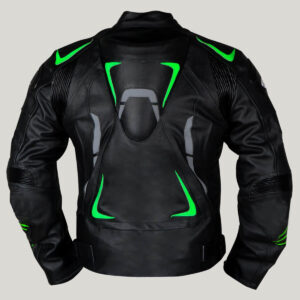 Black Green Monster Energy Motorcycle Leather Jacket