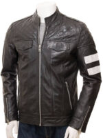 Black Leather Cafe Racer Jacket