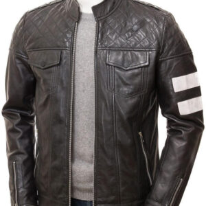 Black Leather Cafe Racer Jacket