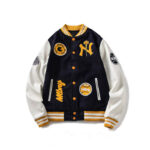 Black MLBNY Baseball Bomber Varsity Jacket