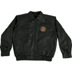 Black Marines USMC Logo Leather Bomber Jacket
