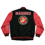 Black Red Marines Varsity Jacket With USMC Logo