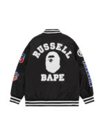 Black Russel Bape Baseball Varsity Jacket