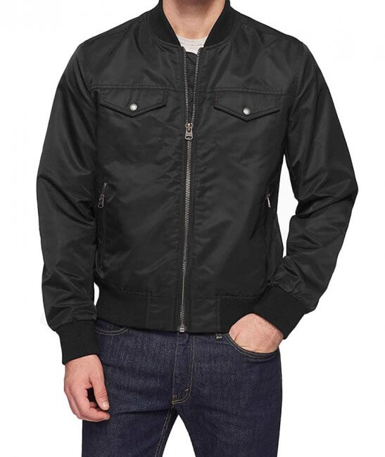 Black Trucker Style Bomber Jacket (1) Black Trucker Style Bomber Jacket