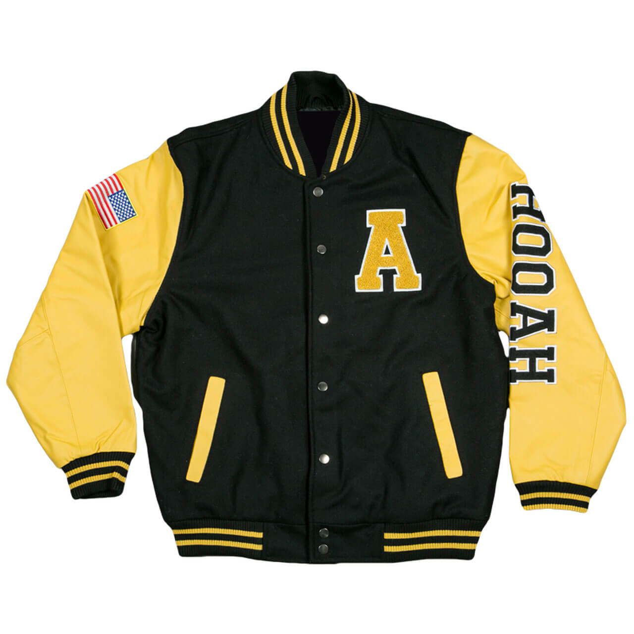 Black US Army Hooah With Army Star Logo Varsity Jacket (4) Black US Army Hooah With Army Star Logo Varsity Jacket