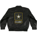 Black US Army Leather Jacket With Army Star Logo