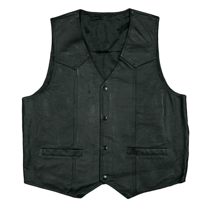 Black US Army Star Logo Leather Vest (1) Black US Army Star Logo Leather Vest