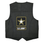 Black US Army Star Logo Leather Vest