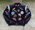 Black Vintage NFL Football Every Team Jacket