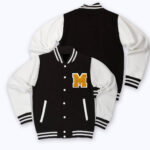 Black White Brody M Letterman Baseball Varsity Jacket