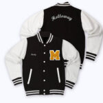 Black White Holloway Letterman Baseball Varsity Jacket