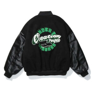 Black Y2K College Varsity Jacket