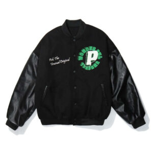 Black Y2K College Varsity Jacket