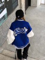 Blue Dountcower Baseball Varsity Jacket