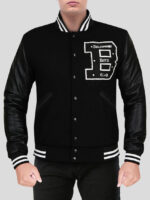 Captivating Deep Black Varsity Jacket