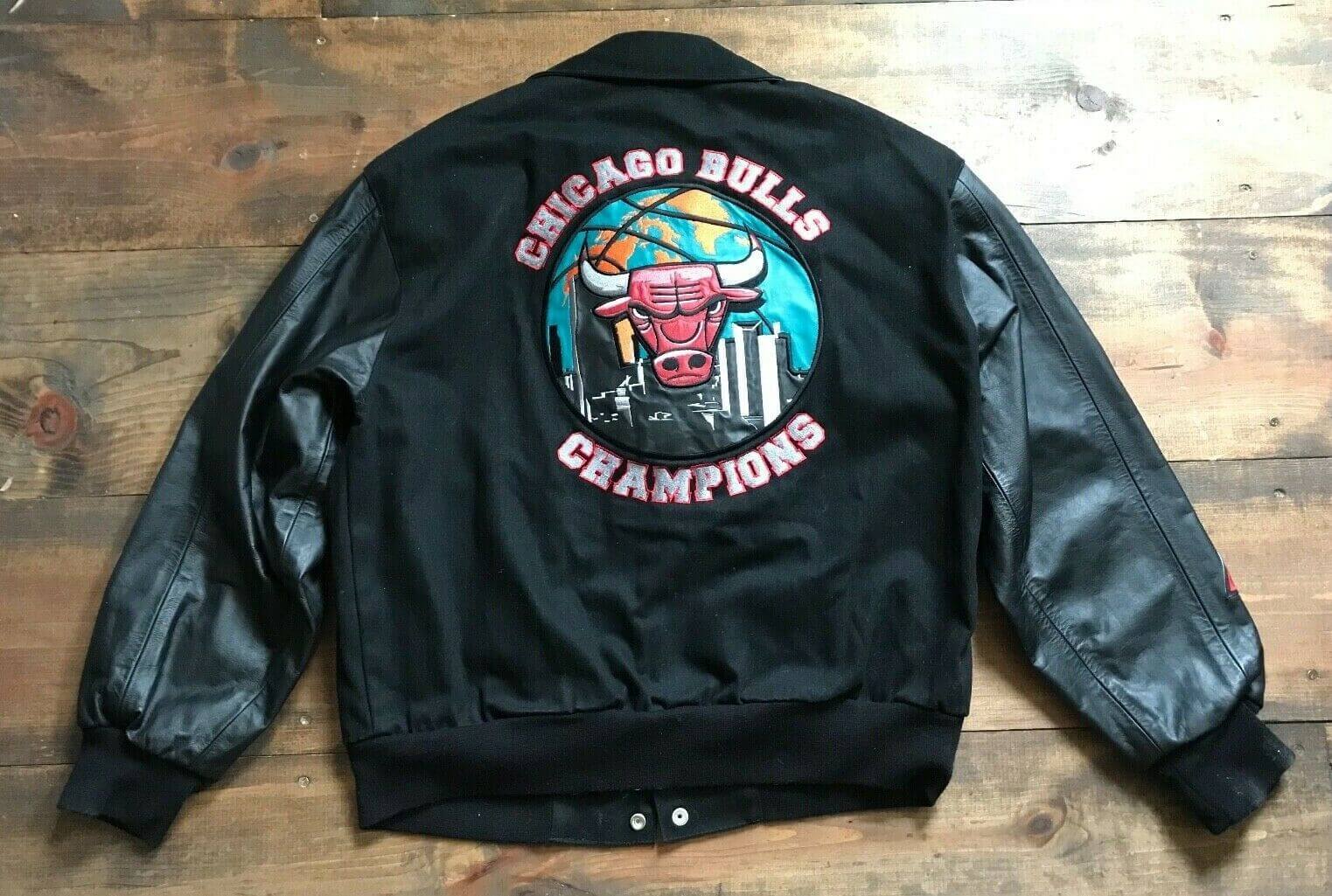 Vintage 90s Chicago Bulls Jeff Hamilton Lamb skin Leather Coat