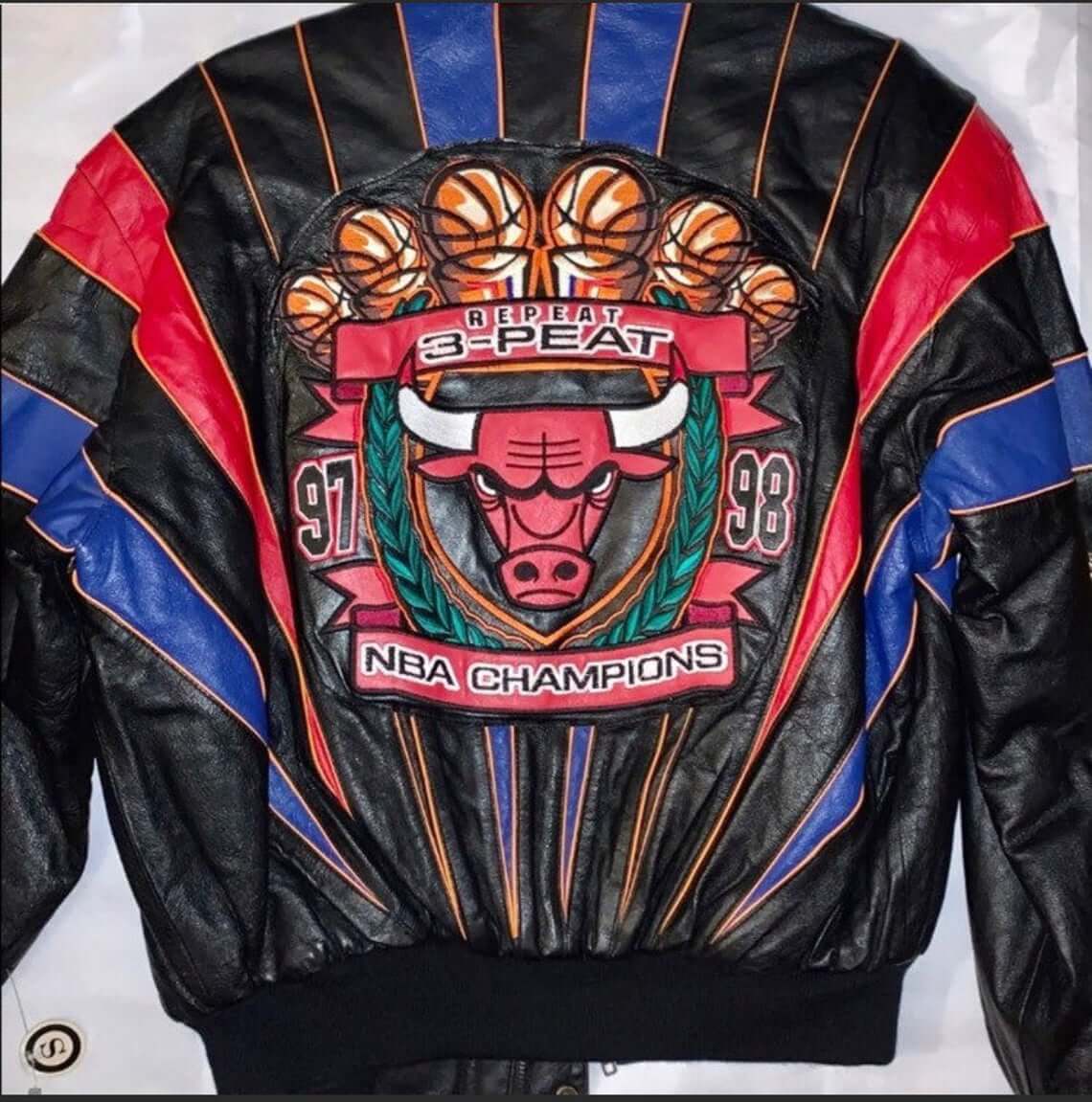 Chicago Bulls Three Peat Jeff Hamilton Leather Jacket Maker of