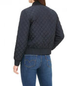 Diamond Quilted Blue Bomber Jacket
