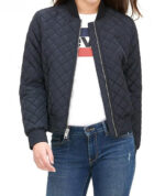 Diamond Quilted Blue Bomber Jacket