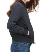 Diamond Quilted Blue Bomber Jacket
