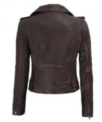 Distressed Brown Nellie Leather Biker Jacket back