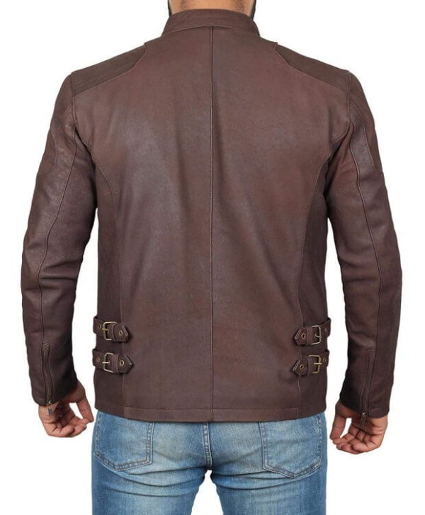 Distressed Brown Retro Cafe Racer Leather Jacket
