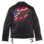 Eagle USA Flag American Leather Biker Jacket