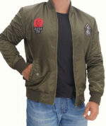 Green Koby Bomber Satin Jacket