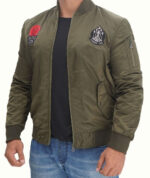 Green Koby Bomber Satin Jacket