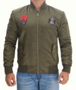 Green Koby Bomber Satin Jacket