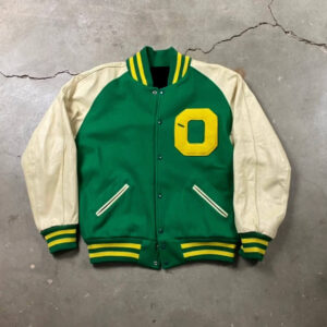 Green O Letterman Baseball Varsity Jacket