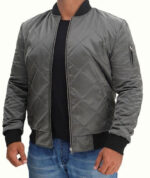 Grey Bomber Satin Jacket