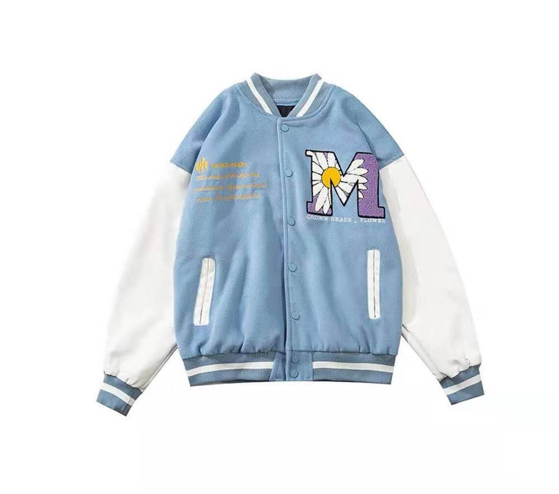 Maker of Jacket Varsity Jackets Light Blue Letterman Baseball