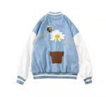 Light Blue Letterman Baseball Varsity Jacket