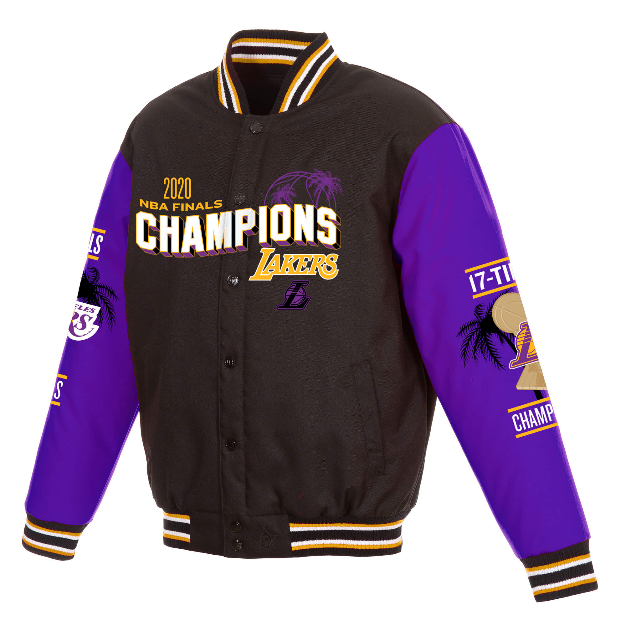 La Lakers Champs 17 Patches Satin Jacket