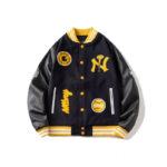 MLBNY Black Baseball Bomber Varsity Jacket
