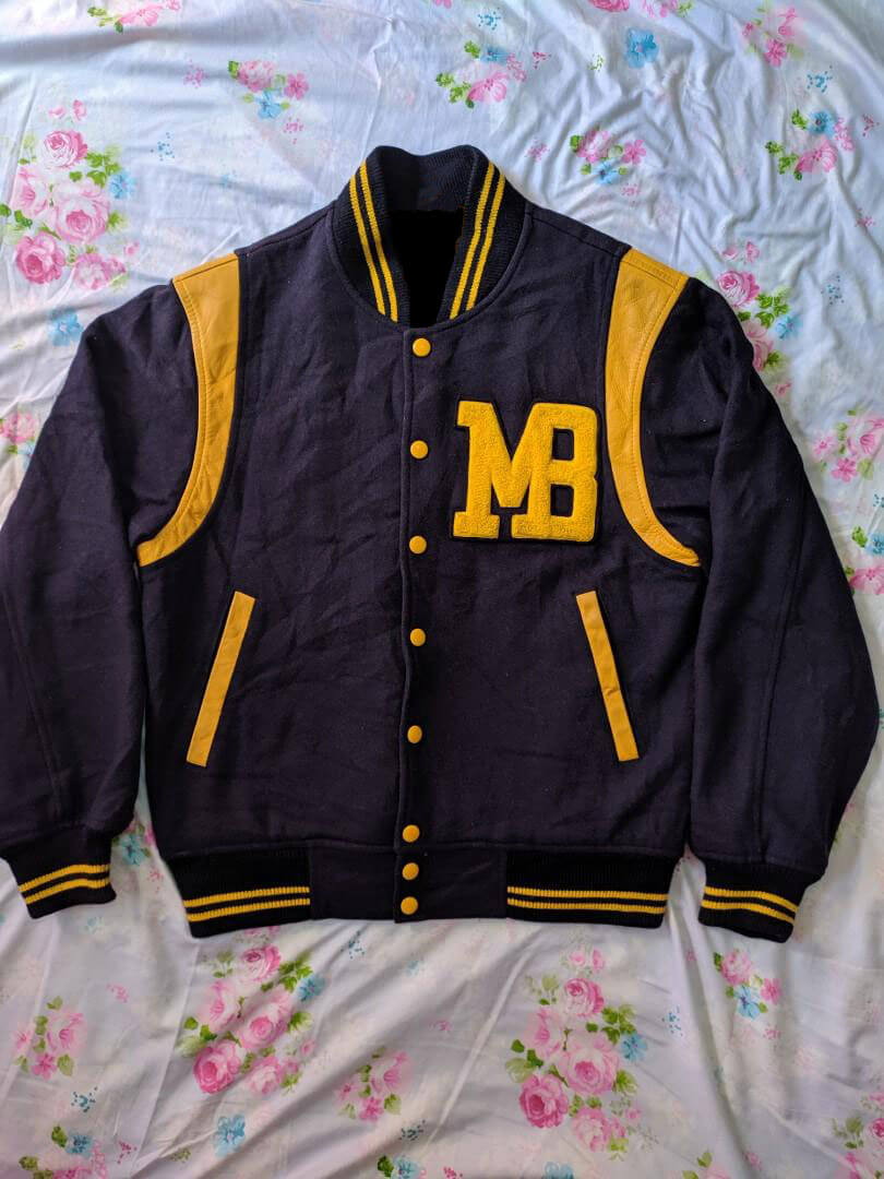 Maker of Jacket Varsity Jackets Vintage Macbeth MB Black Yellow