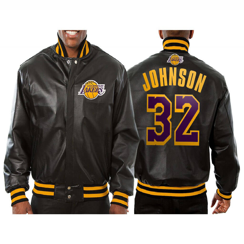 Magic Johnson 32 Los Angeles Lakers Leather Jacket - Maker of Jacket