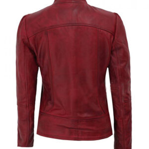 Maroon Amy Fitted Leather Jacket