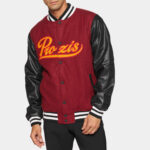 Maroon Black Prozis Baseball Varsity Jacket