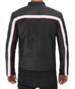 Mueller Black And White Stripe Leather Cafe Racer Jacket