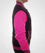 Neon Pink And Black Baseball Varsity Jacket