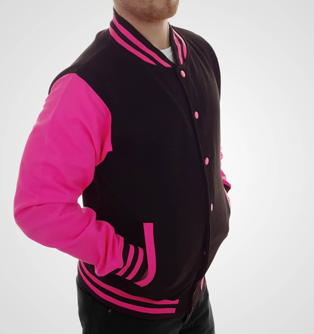 Hot pink varsity jacket top