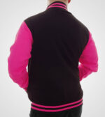 Neon Pink And Black Baseball Varsity Jacket