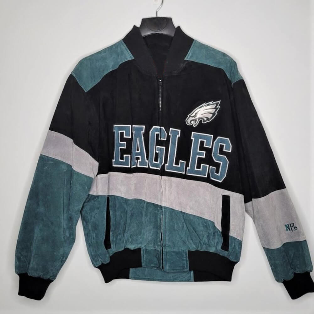 Philadelphia-Eagles-Suede-Colorblock-Jacket-(3) Philadelphia Eagles Suede Colorblock Jacket