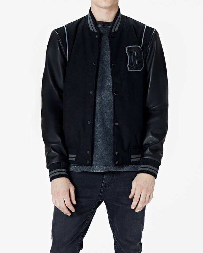Pure Black Varsity Jacket Maker of Jacket